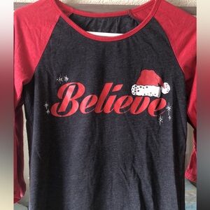 Red and Black 'Believe' Ladies Shirt